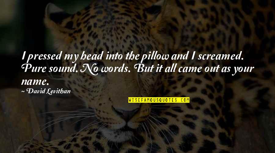 Words Came Out Quotes By David Levithan: I pressed my head into the pillow and Words Came Out Quotes By David Levithan: I pressed my head into the pillow and
