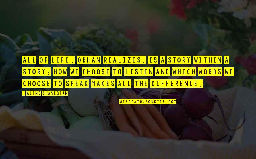 Words Experience Quotes By Aline Ohanesian: All of life, Orhan realizes, is a story