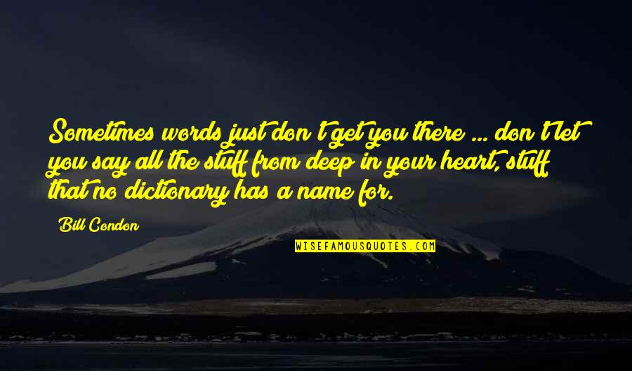 Words From Heart Quotes By Bill Condon: Sometimes words just don't get you there ...