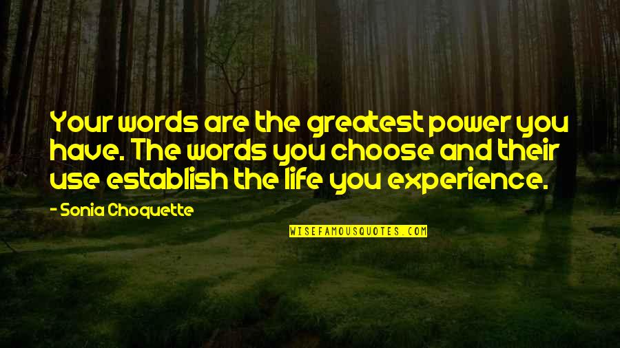 Words Have The Power Quotes By Sonia Choquette: Your words are the greatest power you have.