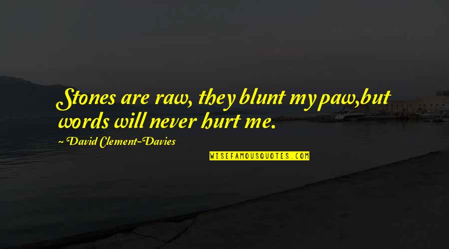 Words Hurt Me Quotes By David Clement-Davies: Stones are raw, they blunt my paw,but words Words Hurt Me Quotes By David Clement-Davies: Stones are raw, they blunt my paw,but words