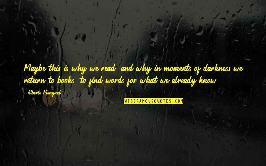 Words Inspirational Quotes By Alberto Manguel: Maybe this is why we read, and why