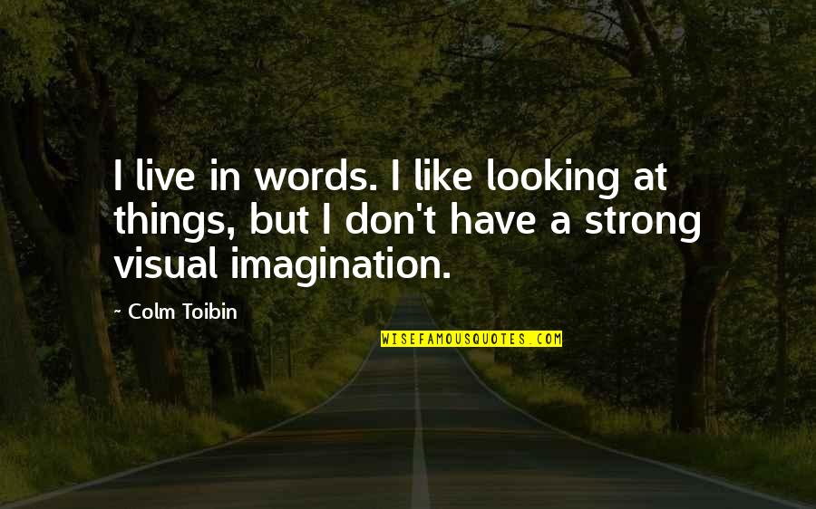 Words Like Strong Quotes By Colm Toibin: I live in words. I like looking at