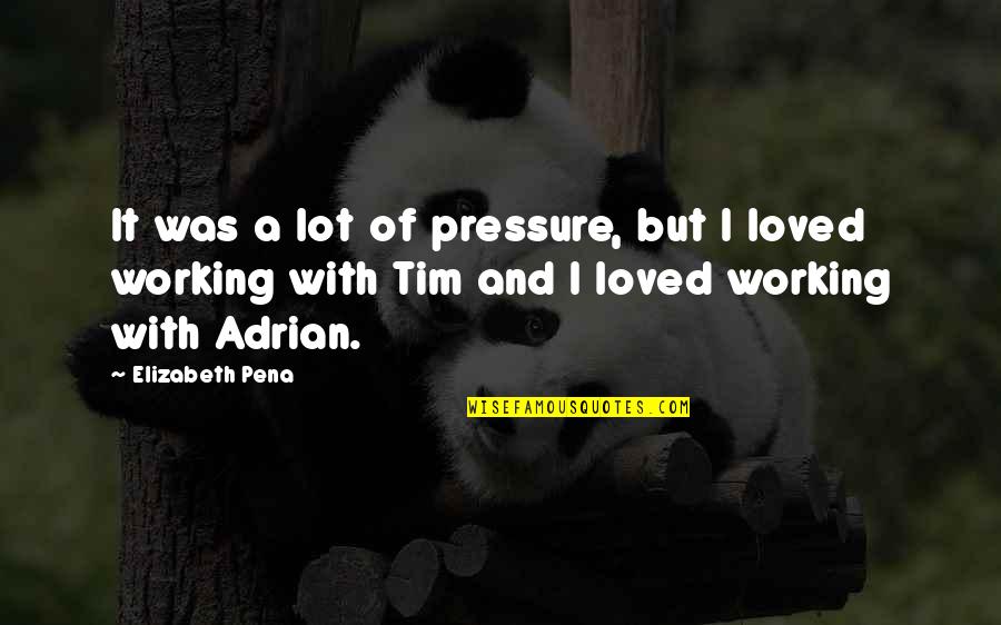 Words Mean Something Quotes By Elizabeth Pena: It was a lot of pressure, but I