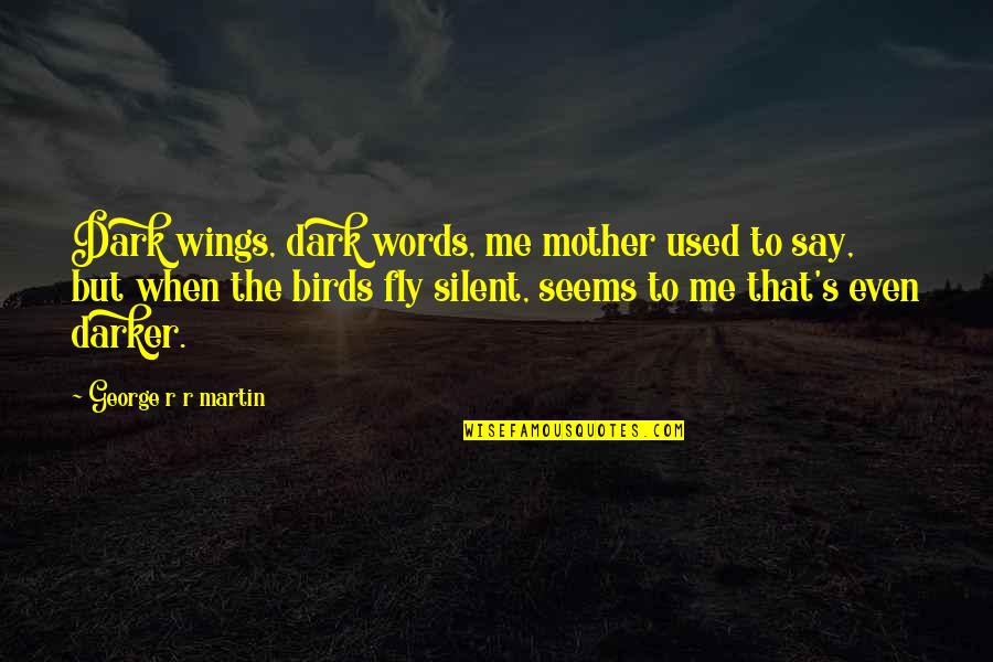 Words Of A Mother Quotes By George R R Martin: Dark wings, dark words, me mother used to