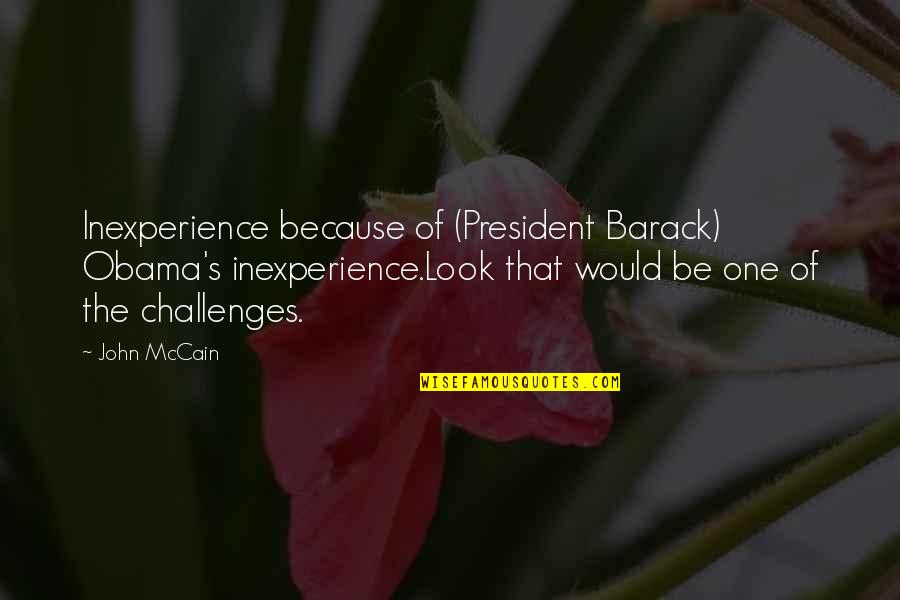 Words Of Comfort And Support Quotes By John McCain: Inexperience because of (President Barack) Obama's inexperience.Look that