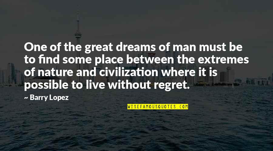 Words Of Encouragement To Dancers Quotes By Barry Lopez: One of the great dreams of man must Words Of Encouragement To Dancers Quotes By Barry Lopez: One of the great dreams of man must