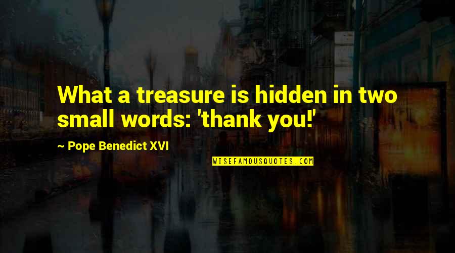 Words Of Thank You Quotes By Pope Benedict XVI: What a treasure is hidden in two small