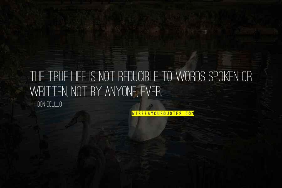 Words Spoken Quotes By Don DeLillo: The true life is not reducible to words