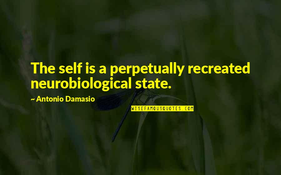 Words That Change Minds Quotes By Antonio Damasio: The self is a perpetually recreated neurobiological state. Words That Change Minds Quotes By Antonio Damasio: The self is a perpetually recreated neurobiological state.