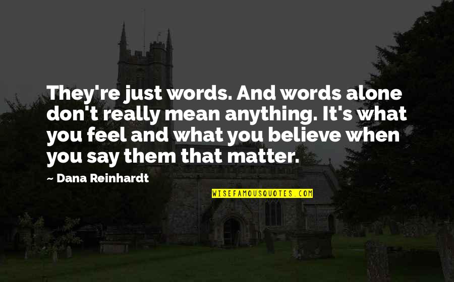 Words That Mean Quotes By Dana Reinhardt: They're just words. And words alone don't really Words That Mean Quotes By Dana Reinhardt: They're just words. And words alone don't really