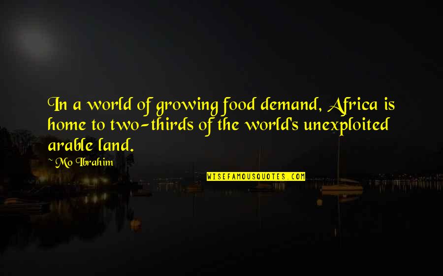 Words To Use When Citing A Quotes By Mo Ibrahim: In a world of growing food demand, Africa