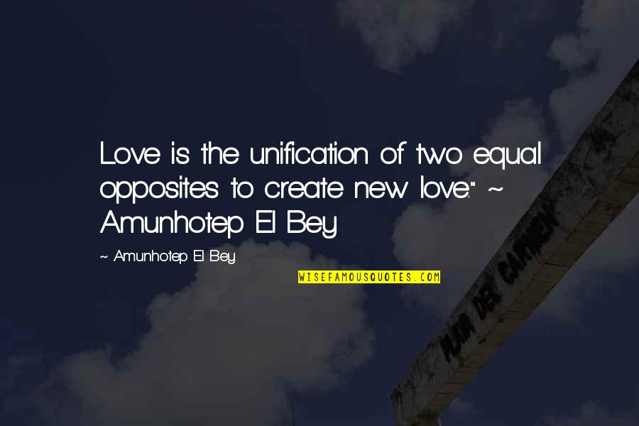 Words With Two Quotes By Amunhotep El Bey: Love is the unification of two equal opposites