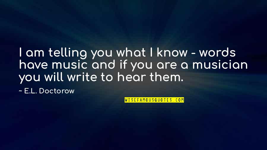 Words Words Words Quotes By E.L. Doctorow: I am telling you what I know -