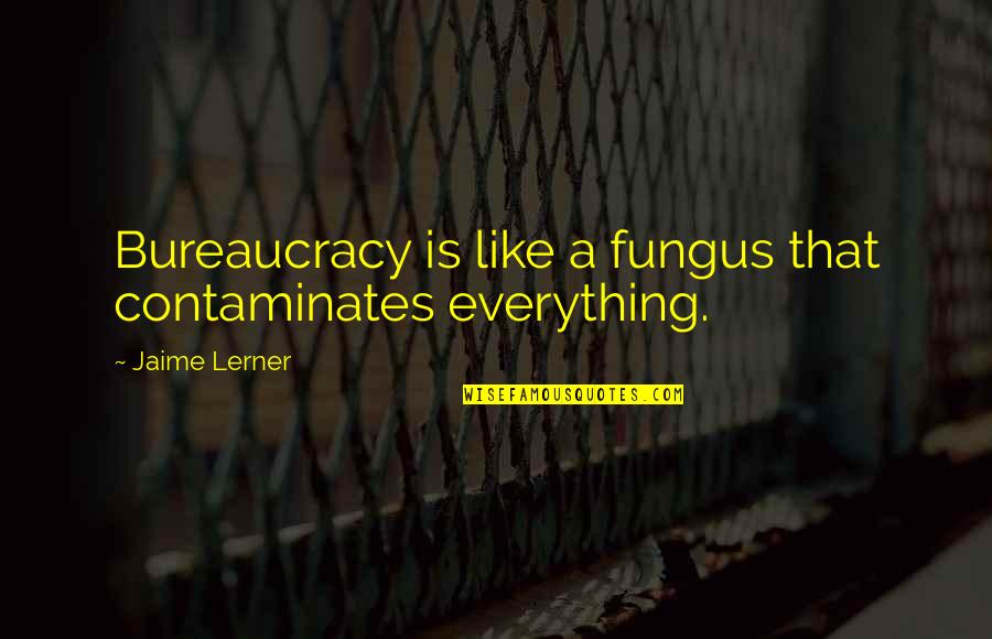 Wordsplay Quotes By Jaime Lerner: Bureaucracy is like a fungus that contaminates everything.