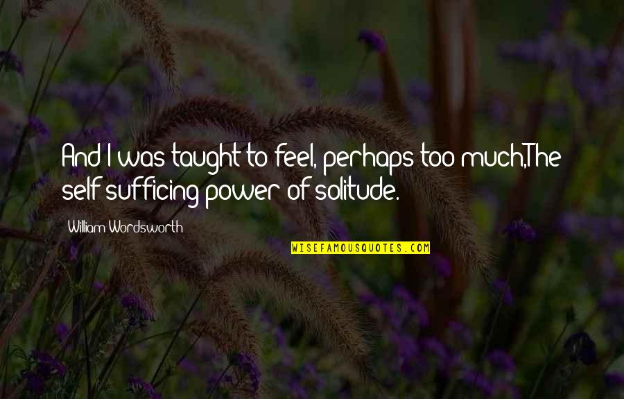 Wordsworth Solitude Quotes By William Wordsworth: And I was taught to feel, perhaps too Wordsworth Solitude Quotes By William Wordsworth: And I was taught to feel, perhaps too
