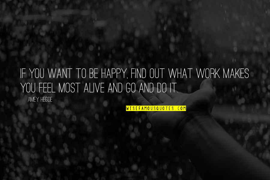 Work And Happy Quotes By Amey Hegde: If you want to be happy, find out