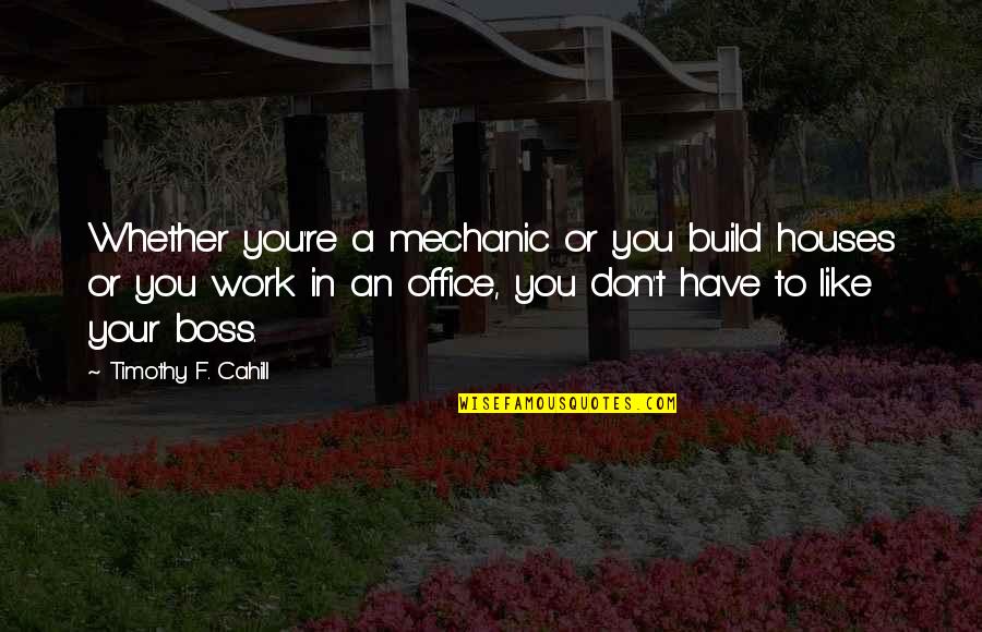 Work And Office Quotes By Timothy F. Cahill: Whether you're a mechanic or you build houses