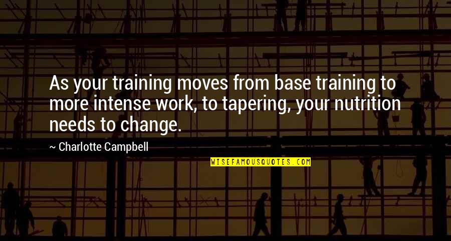 Work Change Quotes By Charlotte Campbell: As your training moves from base training to