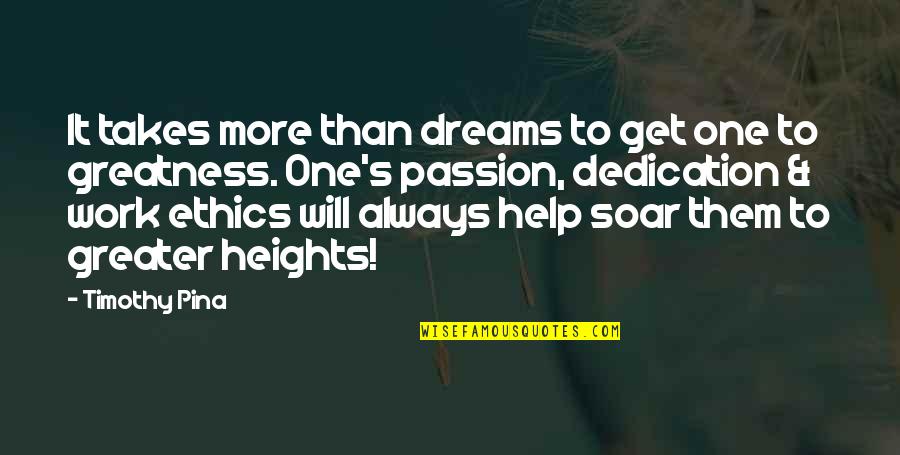 Work Dedication Quotes By Timothy Pina: It takes more than dreams to get one