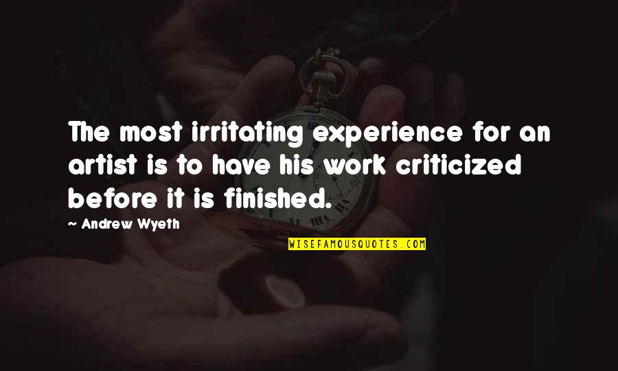 Work Experience With Quotes By Andrew Wyeth: The most irritating experience for an artist is