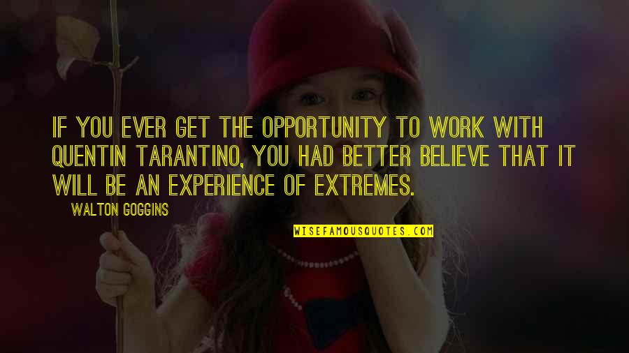 Work Experience With Quotes By Walton Goggins: If you ever get the opportunity to work