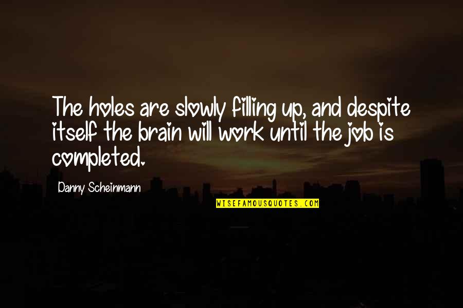 Work Experiences Quotes By Danny Scheinmann: The holes are slowly filling up, and despite Work Experiences Quotes By Danny Scheinmann: The holes are slowly filling up, and despite