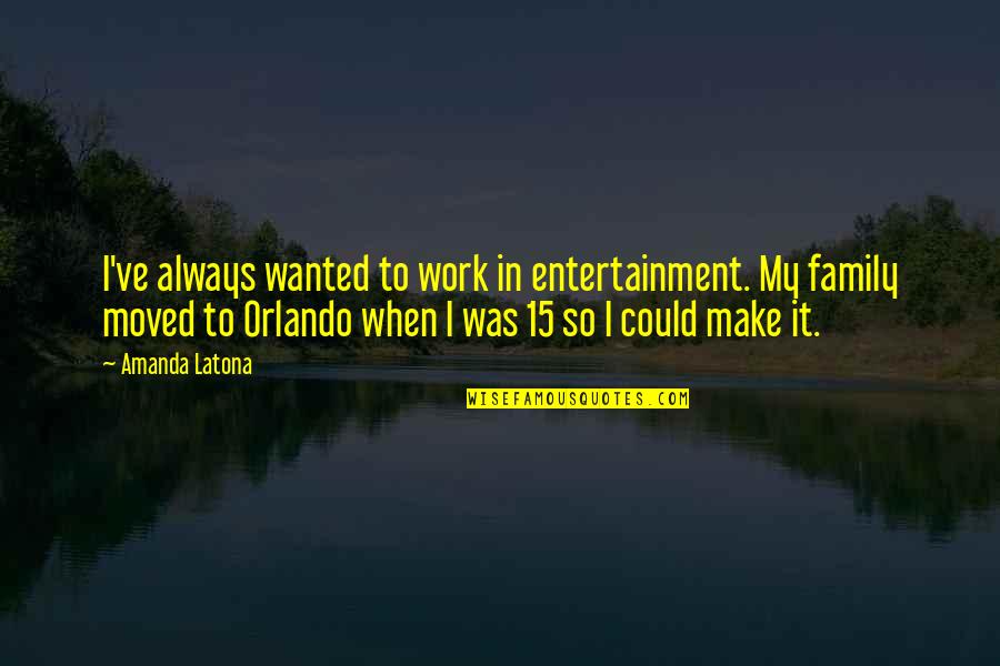 Work Family Quotes By Amanda Latona: I've always wanted to work in entertainment. My