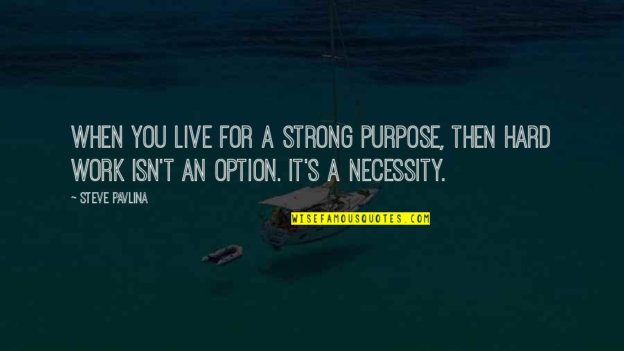 Work Hard For Quotes By Steve Pavlina: When you live for a strong purpose, then