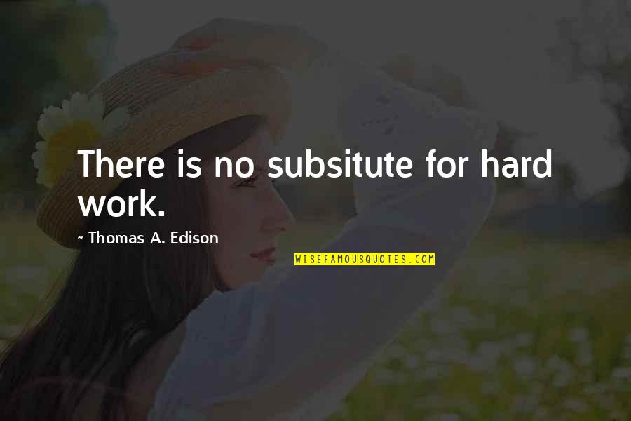 Work Hard For Quotes By Thomas A. Edison: There is no subsitute for hard work.