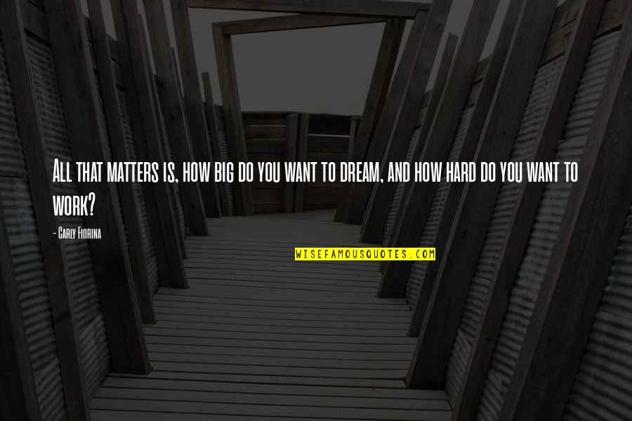 Work Hard For Your Dream Quotes By Carly Fiorina: All that matters is, how big do you