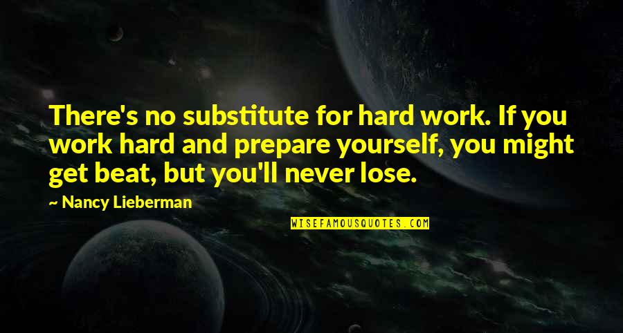 Work Hard For Yourself Quotes By Nancy Lieberman: There's no substitute for hard work. If you