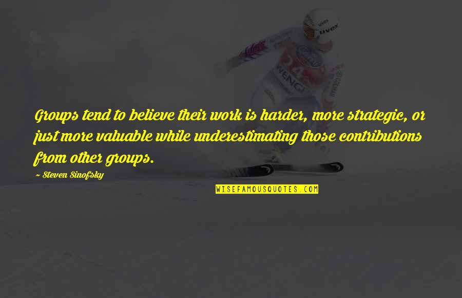 Work Harder Quotes By Steven Sinofsky: Groups tend to believe their work is harder,