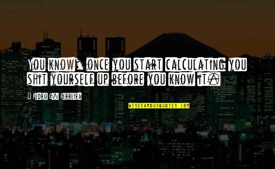 Work Idiot Quotes By Pedro G. Ferreira: You know, once you start calculating you shit