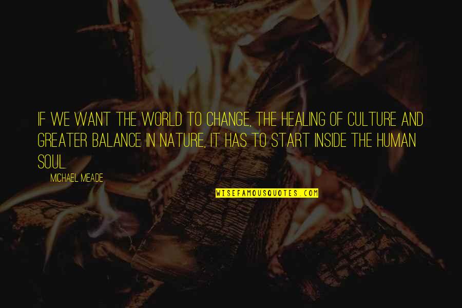 Work In Nature Quotes By Michael Meade: If we want the world to change, the