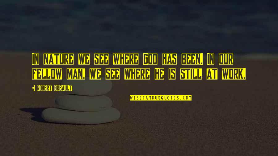 Work In Nature Quotes By Robert Breault: In nature we see where God has been.