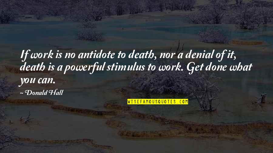 Work Is Done Quotes By Donald Hall: If work is no antidote to death, nor