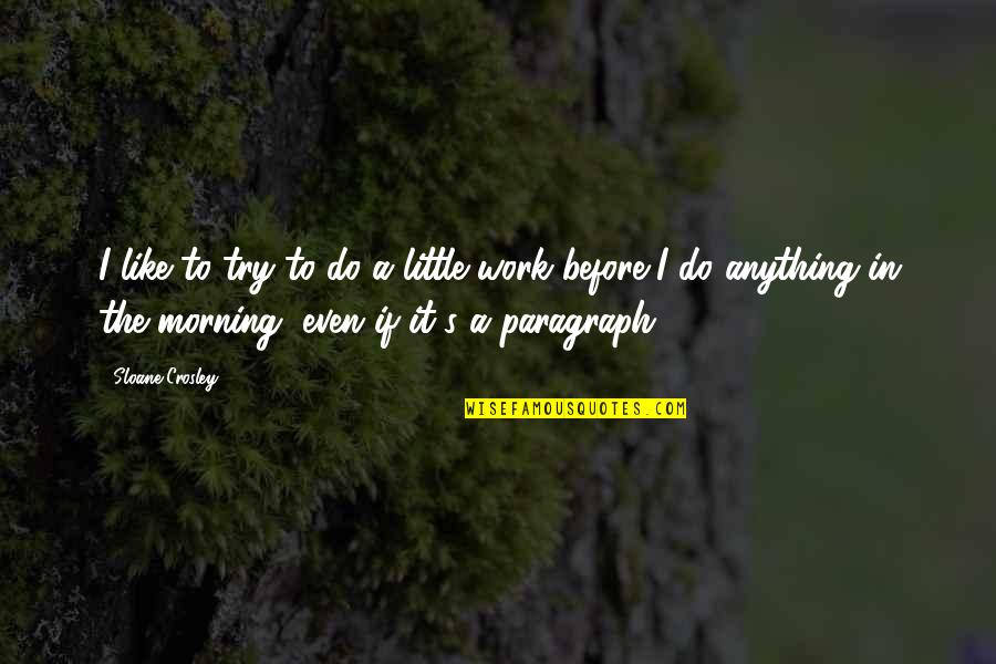 Work Like A Quotes By Sloane Crosley: I like to try to do a little