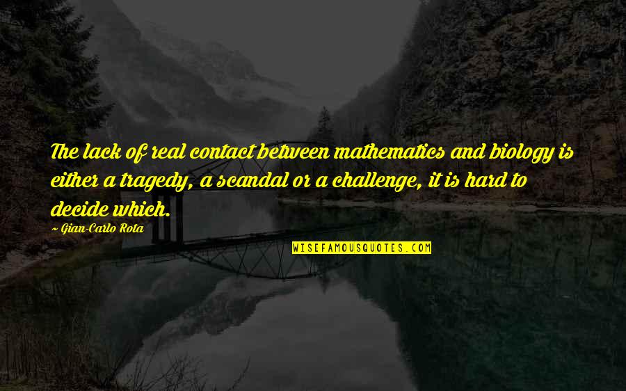 Work Mantra Quotes By Gian-Carlo Rota: The lack of real contact between mathematics and