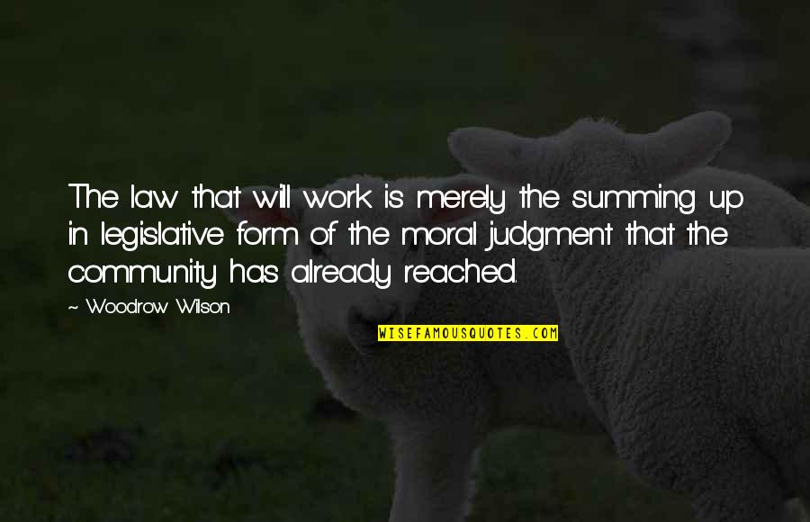 Work Moral Quotes By Woodrow Wilson: The law that will work is merely the Work Moral Quotes By Woodrow Wilson: The law that will work is merely the