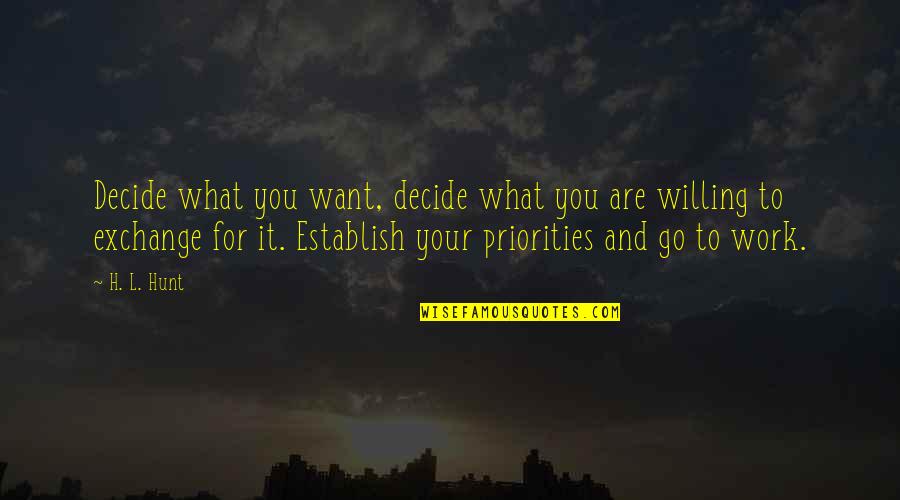 Work Motivational Quotes By H. L. Hunt: Decide what you want, decide what you are