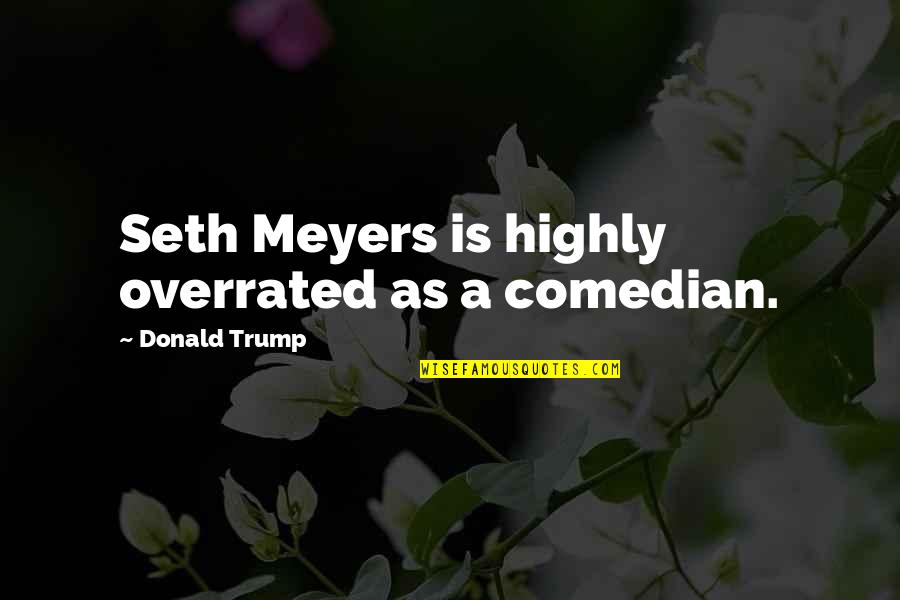 Work Now Party Later Quotes By Donald Trump: Seth Meyers is highly overrated as a comedian.