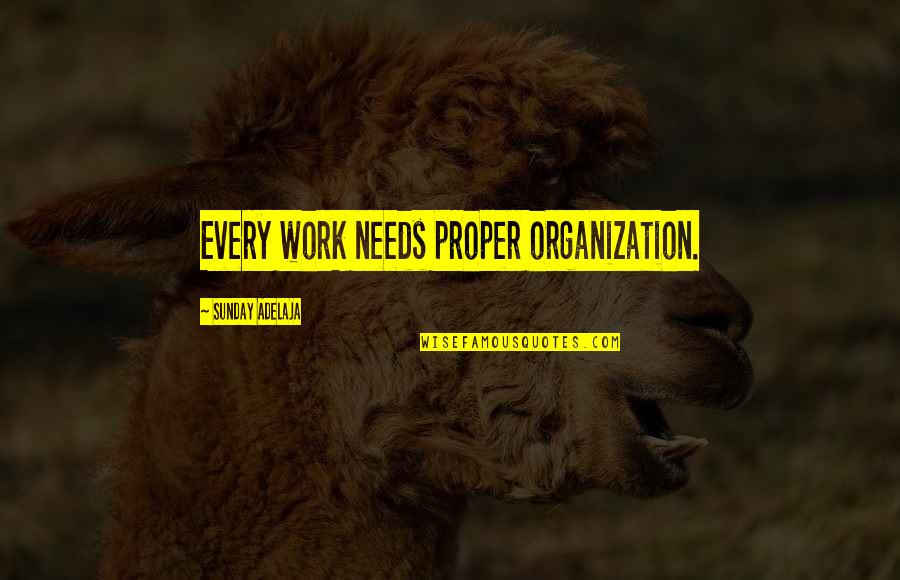 Work Organization Quotes By Sunday Adelaja: Every work needs proper organization.