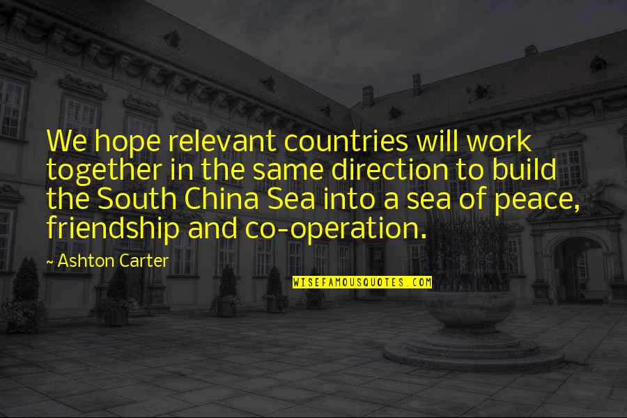Work Peace Quotes By Ashton Carter: We hope relevant countries will work together in Work Peace Quotes By Ashton Carter: We hope relevant countries will work together in