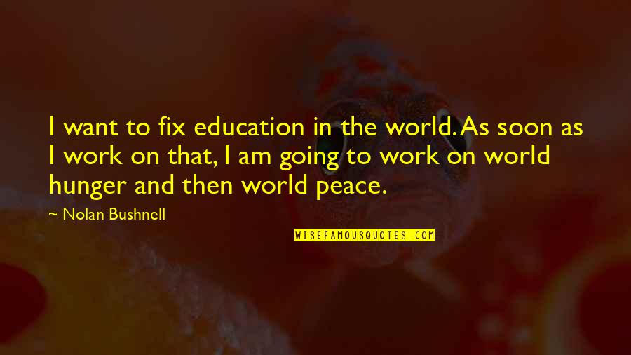 Work Peace Quotes By Nolan Bushnell: I want to fix education in the world. Work Peace Quotes By Nolan Bushnell: I want to fix education in the world.