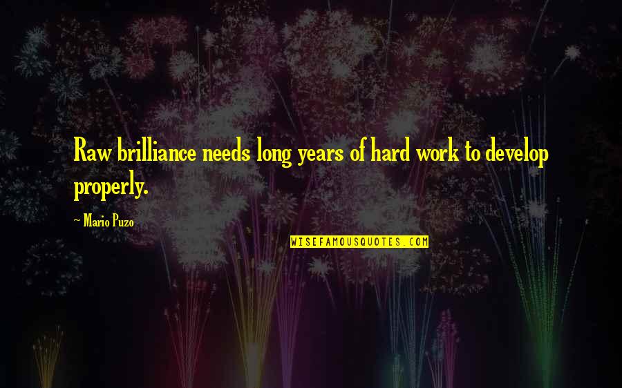 Work Properly Quotes By Mario Puzo: Raw brilliance needs long years of hard work