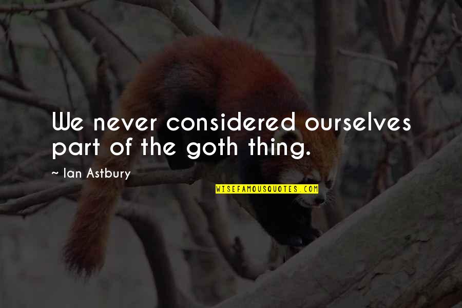 Work Smart Motivational Quotes By Ian Astbury: We never considered ourselves part of the goth