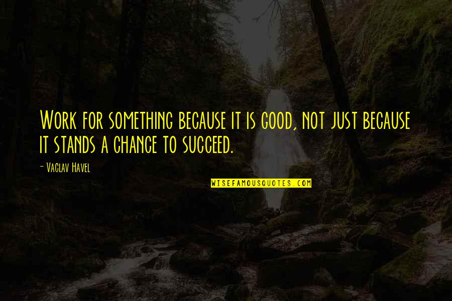 Work Success Quotes By Vaclav Havel: Work for something because it is good, not