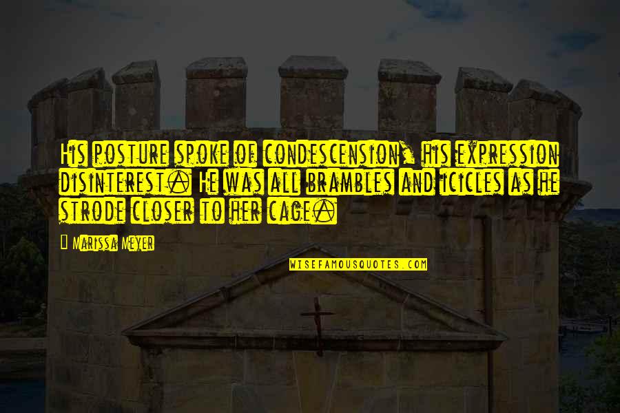Work Theme Quotes By Marissa Meyer: His posture spoke of condescension, his expression disinterest. Work Theme Quotes By Marissa Meyer: His posture spoke of condescension, his expression disinterest.