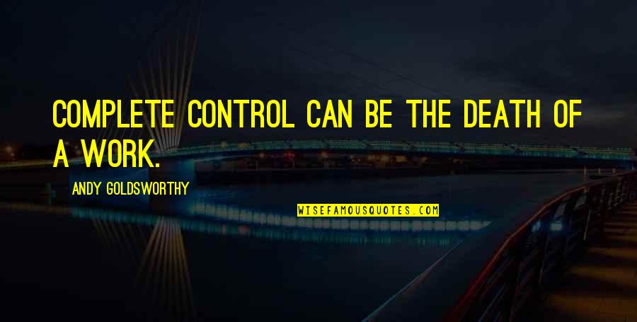 Work Till Death Quotes By Andy Goldsworthy: Complete control can be the death of a Work Till Death Quotes By Andy Goldsworthy: Complete control can be the death of a